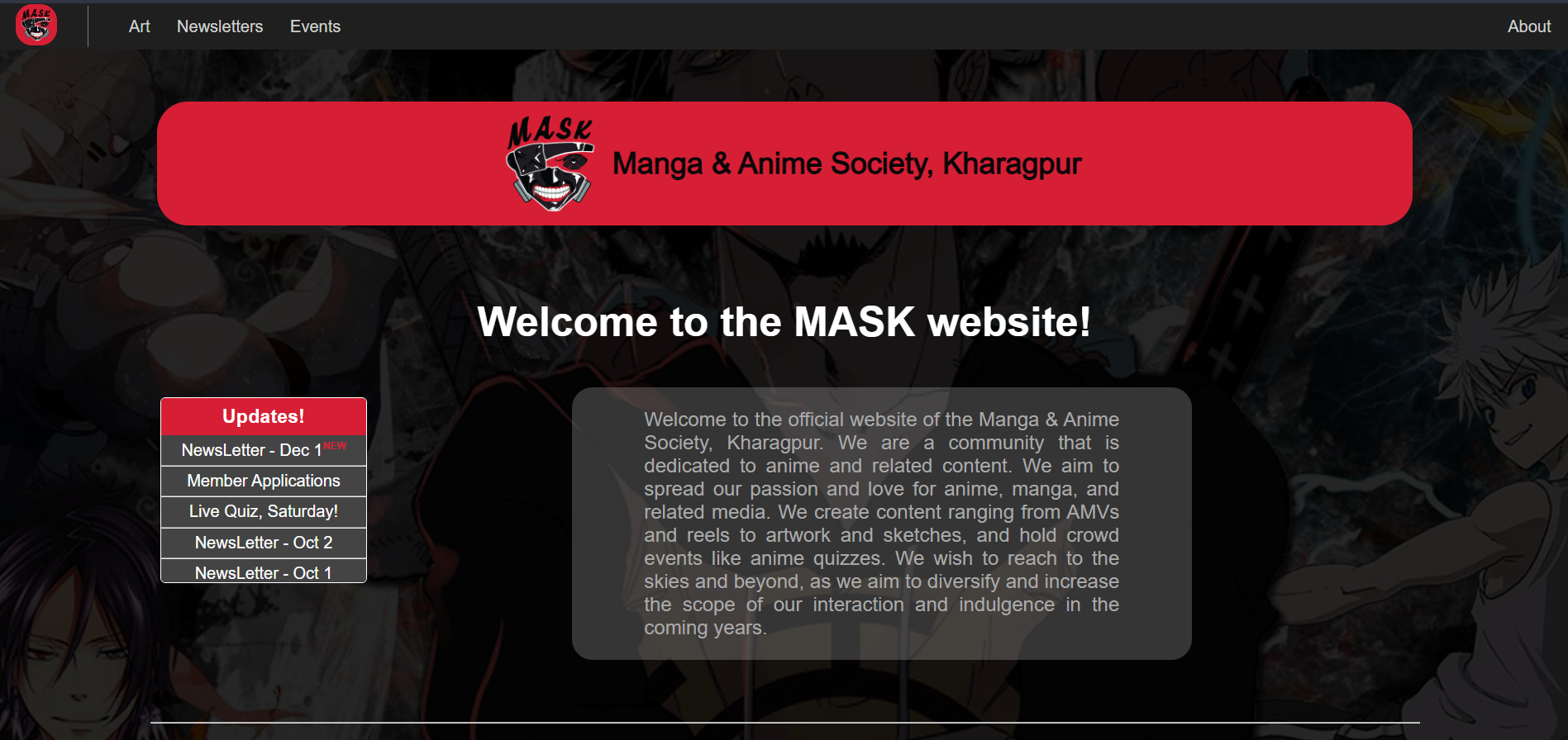 Manga and Anime Society, Kharagpur - Website